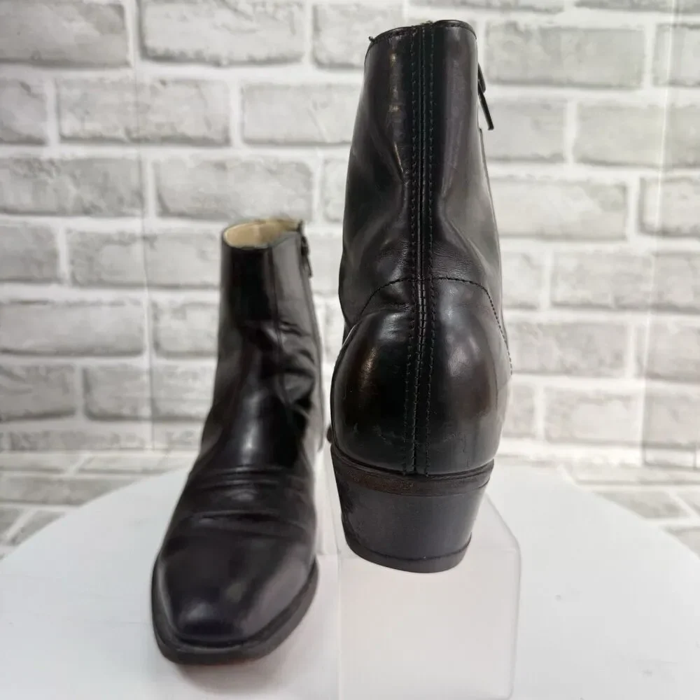 Hanover Vintage Men's 8 D/B Black Leather Ankle Zip Western Classic Boots